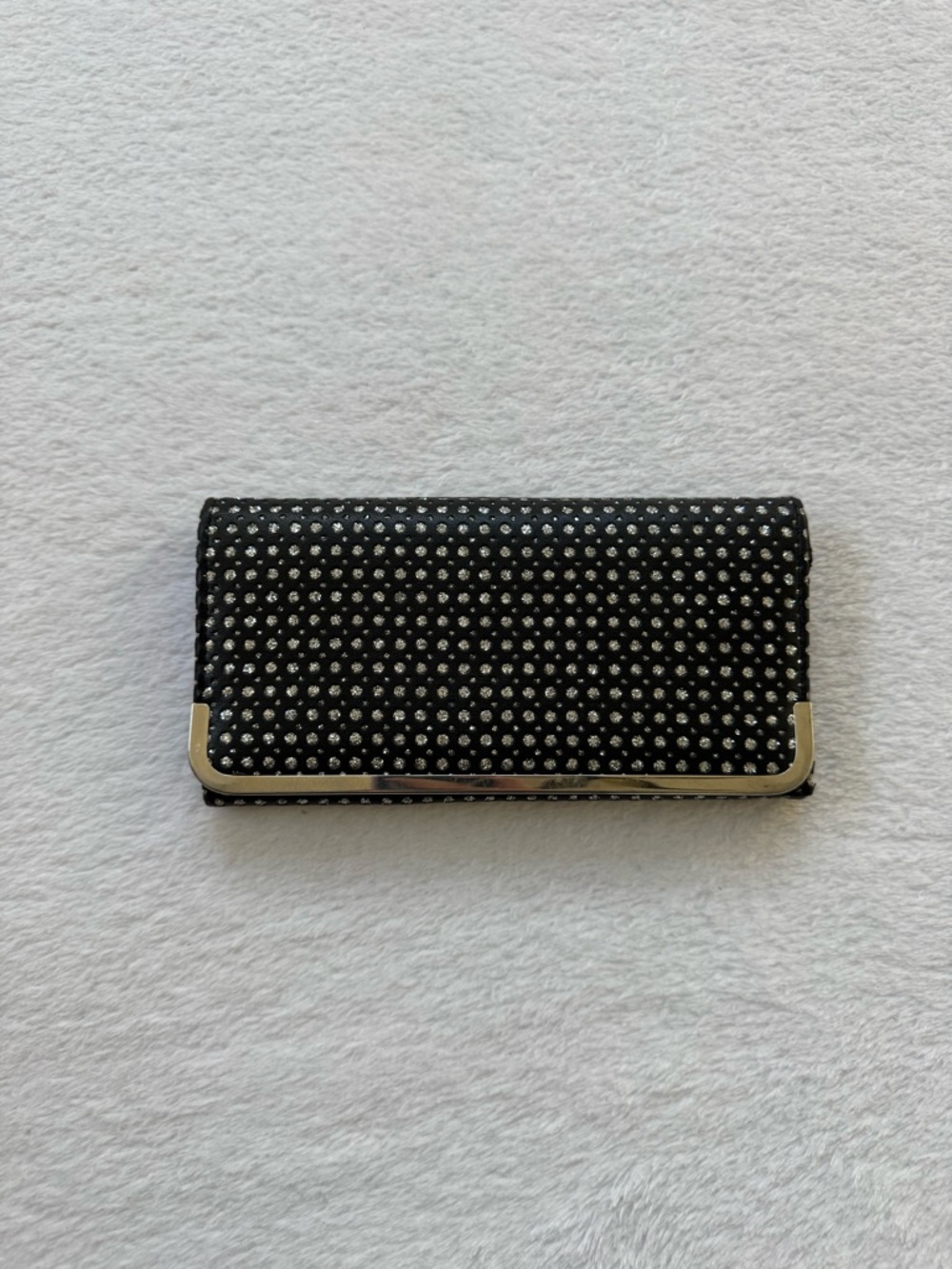 Y2K Black Rhinestone Accent Wallet Clutch